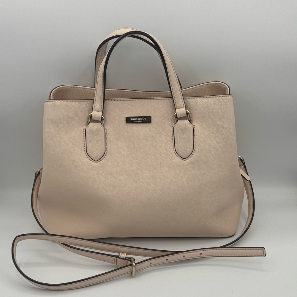 Kate Spade Laurel Way Evangelie Saffiano Pebbled Leather Satchel Powder Pink